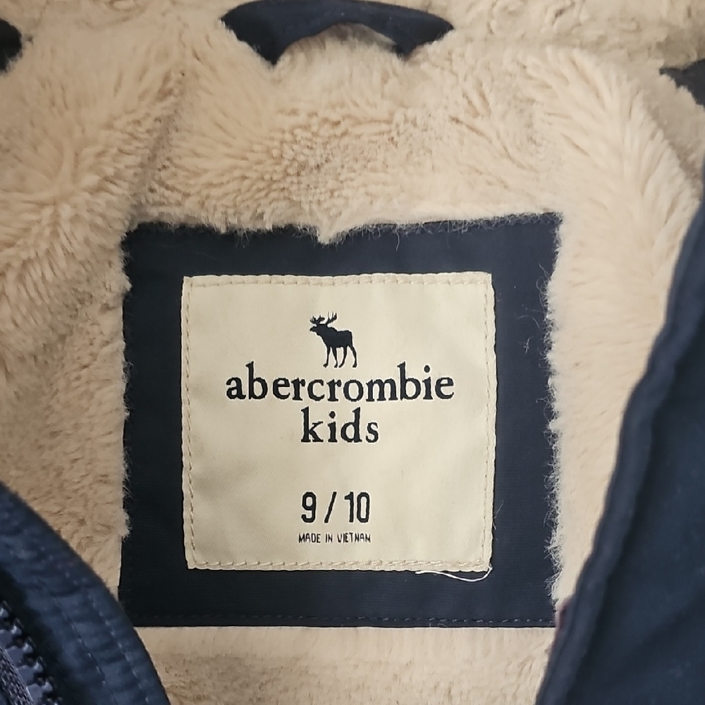 Abercrombie Kids Dark Blue Hooded Puffer Coat - Picture 2 of 7